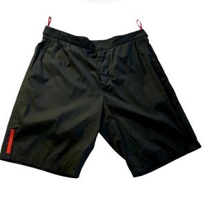 ♥️Vintage black Prada Sport red tab logo shorts IT 50 🤩